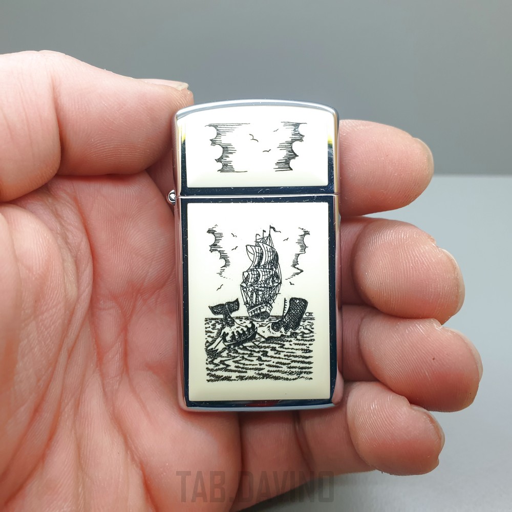 Zippo LIGHTER PIPA PIPE SCRIMSHAW ANT .SILVER PLATE ACCENDINO PIPA